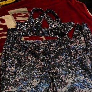 Multicolor Abstract Sports Bra and Leggings Set